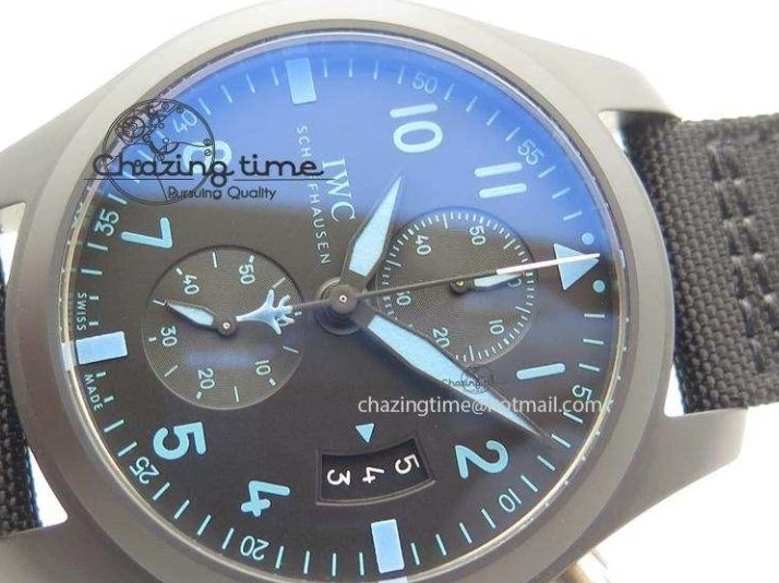 MIROTIME 0422 Comfortable Pilot Chrono IW388003 Real Ceramic ZF 1:1 Best Edition On Black Nylon Strap A 7322